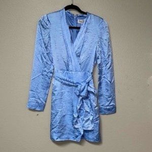 SALONI NWT 100% Silk Baby Blue Wrap Dress (6)